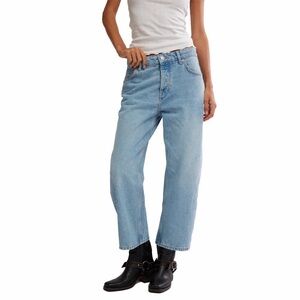 Free People Deep Trance Barrel Crop Jeans Light Wash Size 28